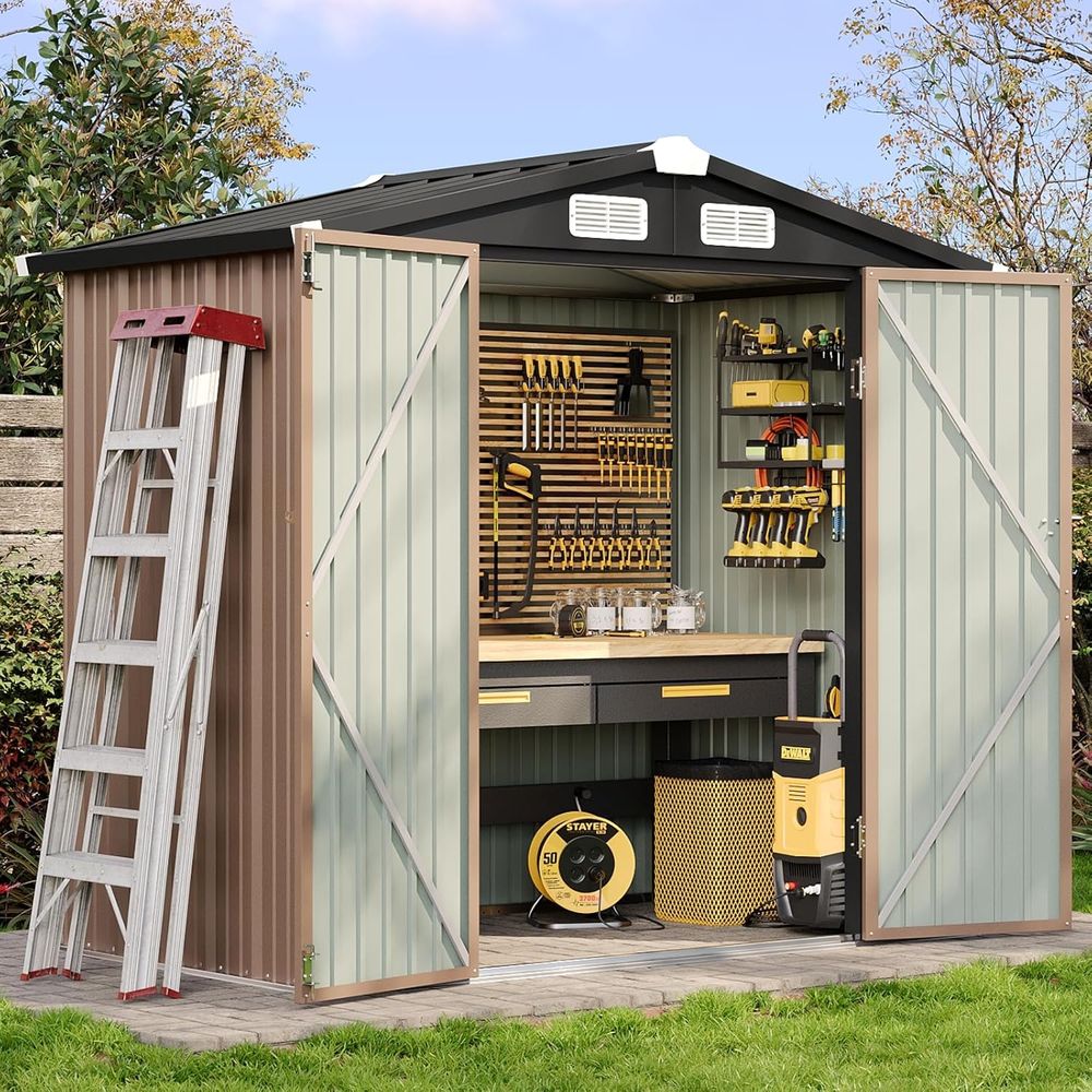 Gardening Tools Organiser - 6.2x4 Outdoor Storage Shed with Lockable