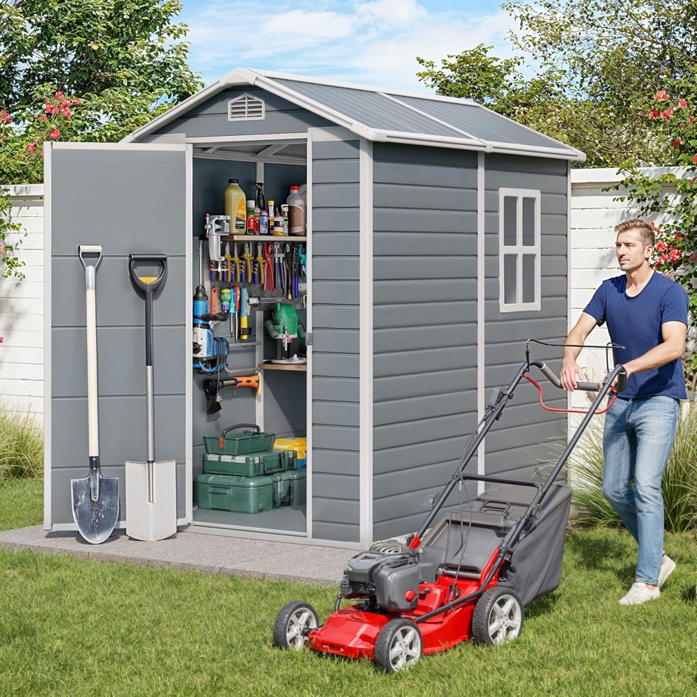 Gardening Tools Organiser - 6x4 FT Outdoor Storage Shed with