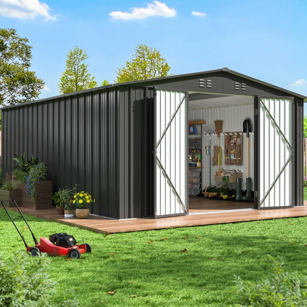 14X12 FT Outdoor Storage Shed, – Gardening Tools Organiser Bewertung und Preis