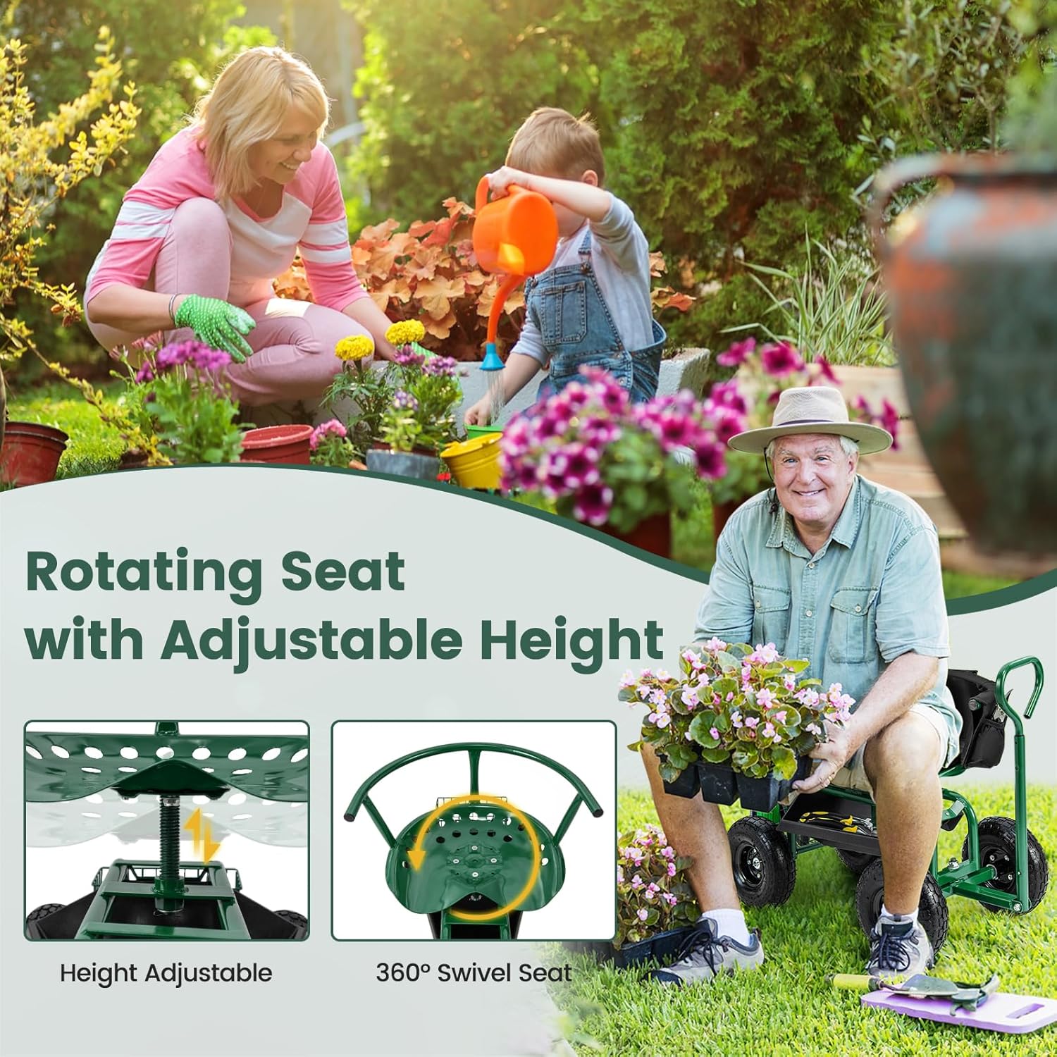 Rolling Gardening Seat with Wh – Gardening Tools For Seniors Bewertung und Preis
