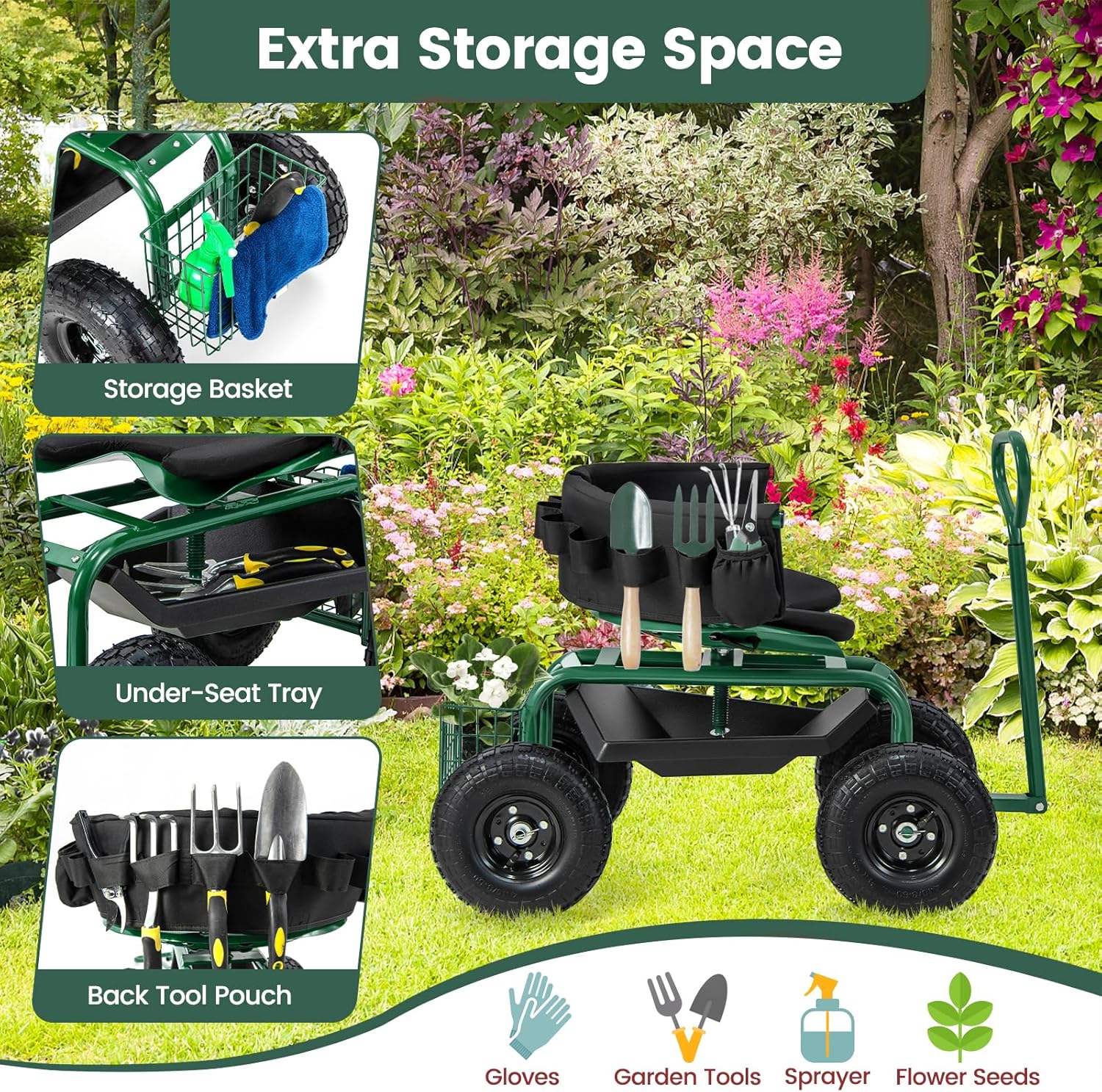 Rolling Gardening Seat with Wh – Gardening Tools For Seniors Bewertung und Preis