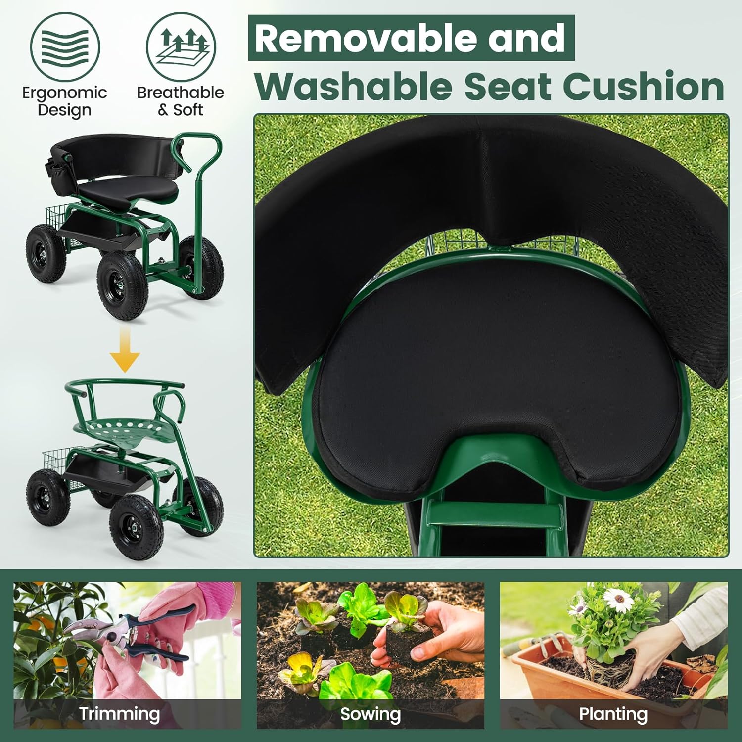 Rolling Gardening Seat with Wh – Gardening Tools For Seniors Bewertung und Preis