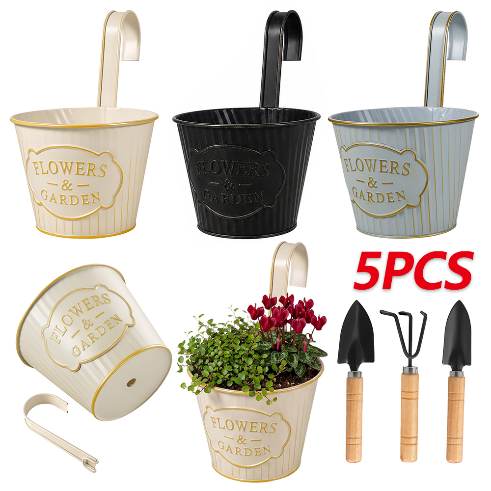 5Pcs Hanging Flower Pots Metal – Gardening Tools Vintage Bewertung und Preis