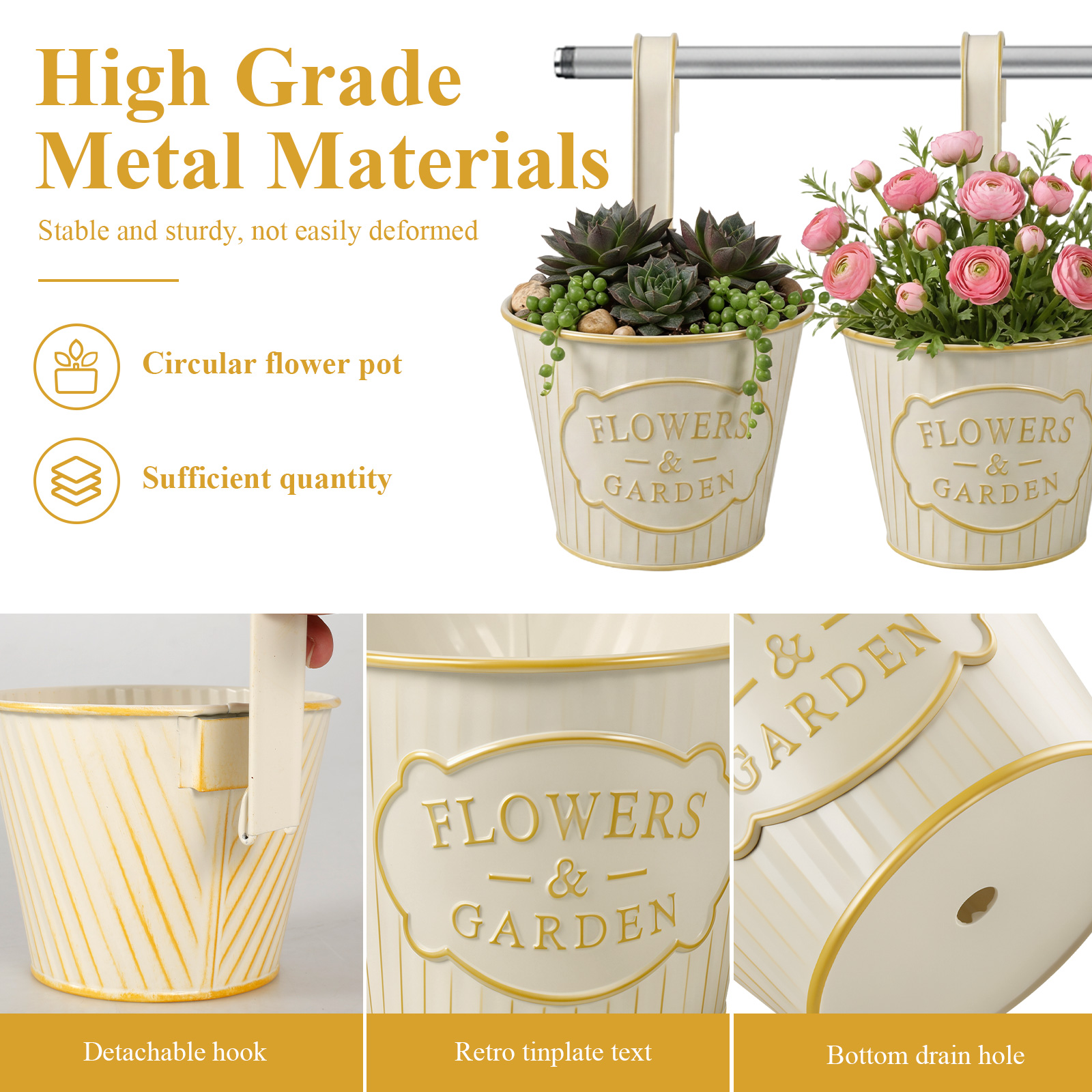 5Pcs Hanging Flower Pots Metal – Gardening Tools Vintage Bewertung und Preis